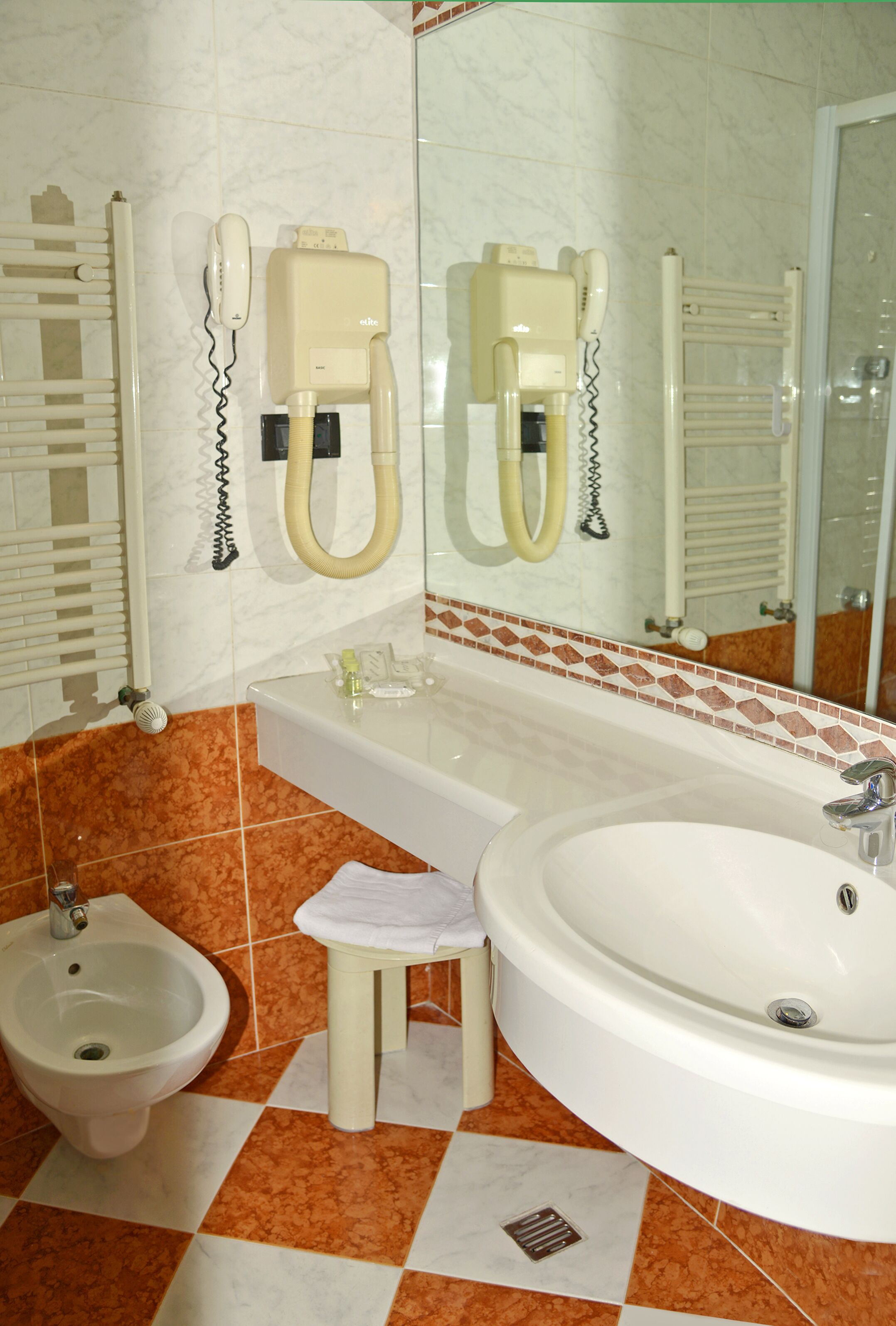 shower, free toiletries, hair dryer, bidet