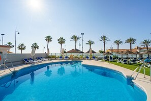 Outdoor pool, open 10:00 AM to 8:00 PM, pool umbrellas, sun loungers