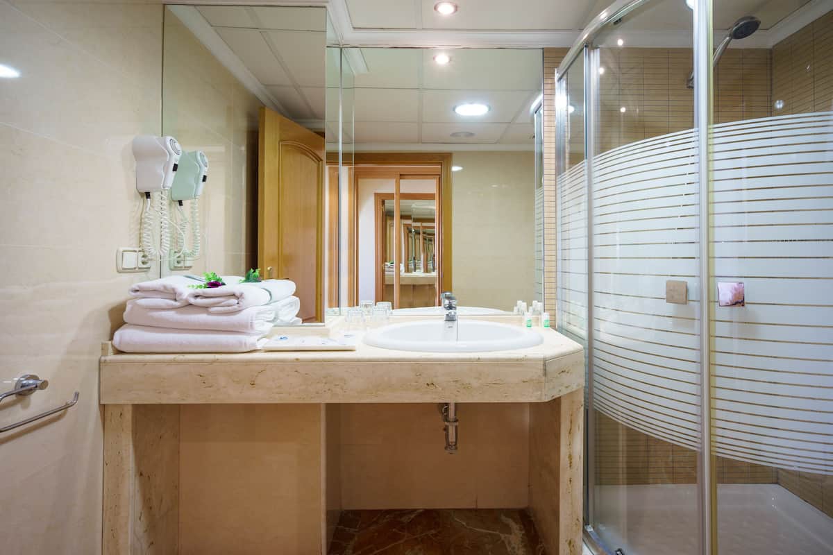 free toiletries, hair dryer, towels, soap