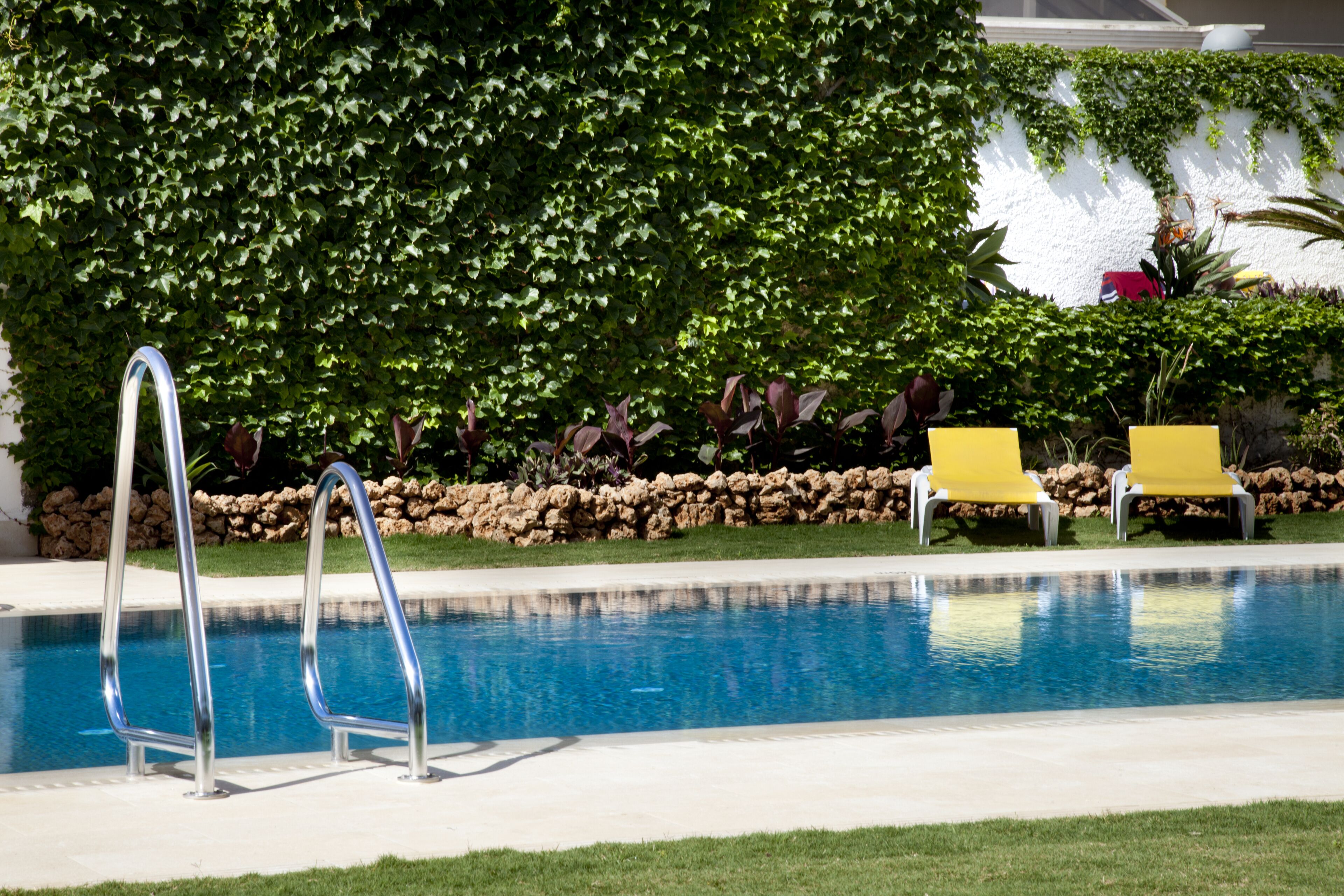 outdoor pool, open 10:00 am to 8:00 pm, pool umbrellas, pool loungers