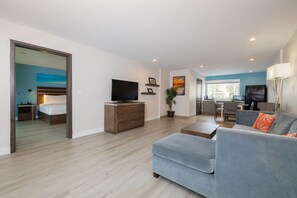 Zimmer, 1 King-Bett und Schlafsofa | 1 Schlafzimmer, Bettwäsche aus ägyptischer Baumwolle