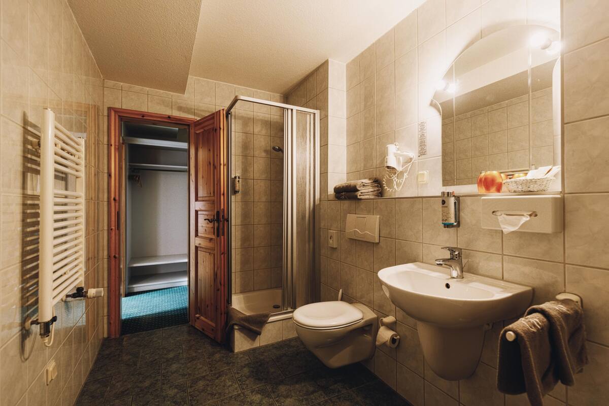 free toiletries, hair dryer, towels, soap