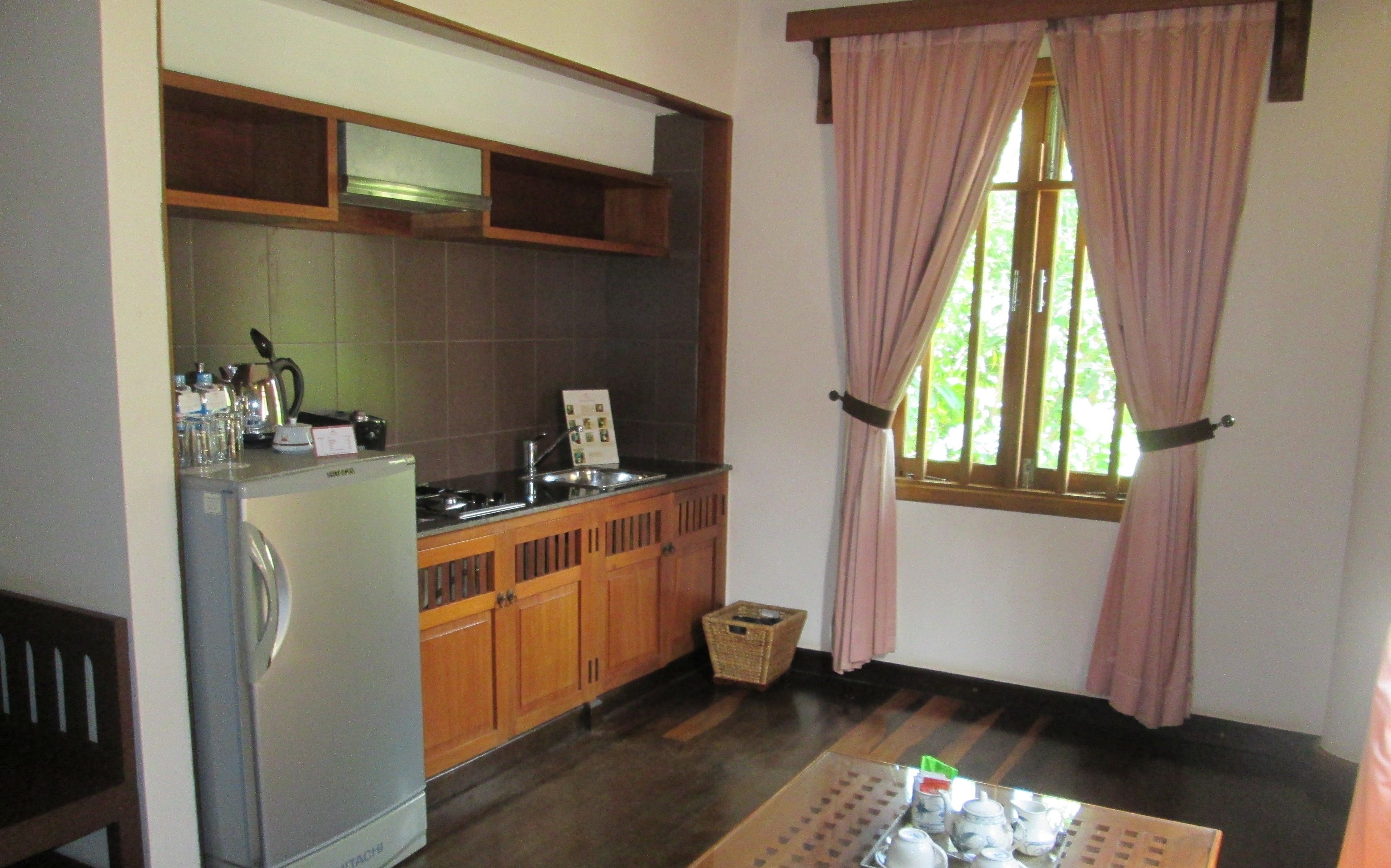 full-sized fridge, coffee/tea maker, electric kettle