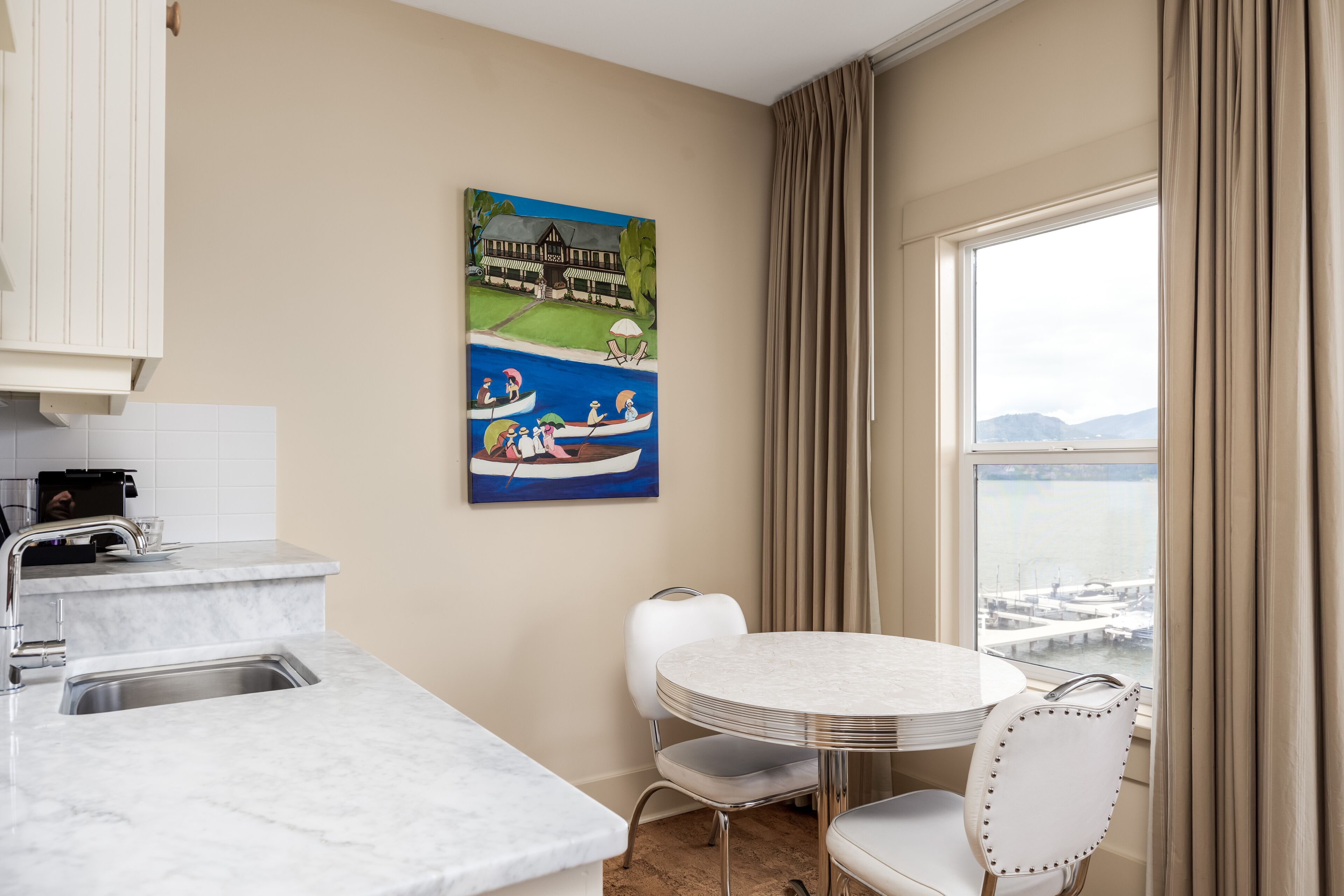 luxury suite, 1 king bed, lake view | private kitchen | fridge, coffee/tea maker, electric kettle