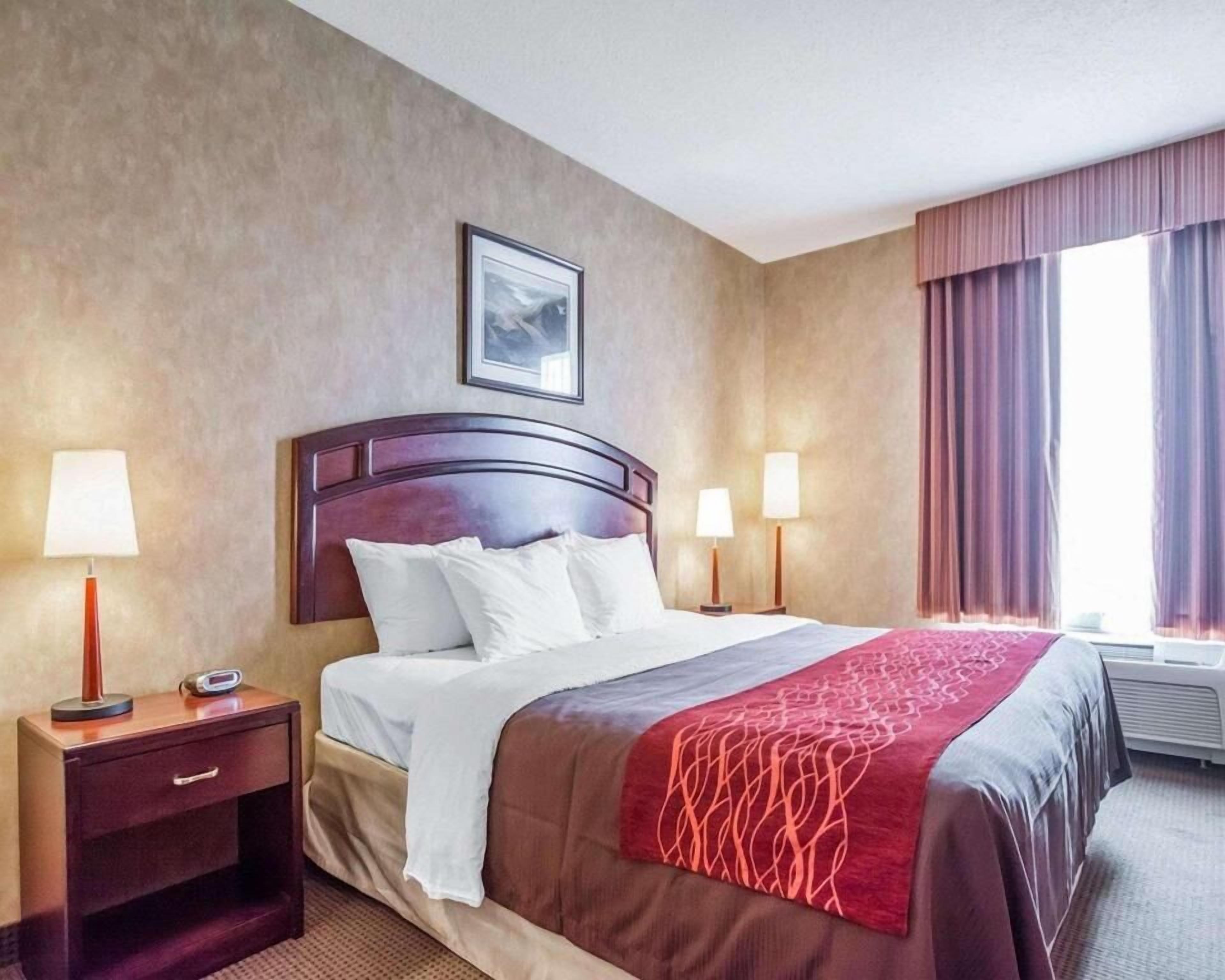 Premium bedding, pillowtop beds, desk, blackout drapes