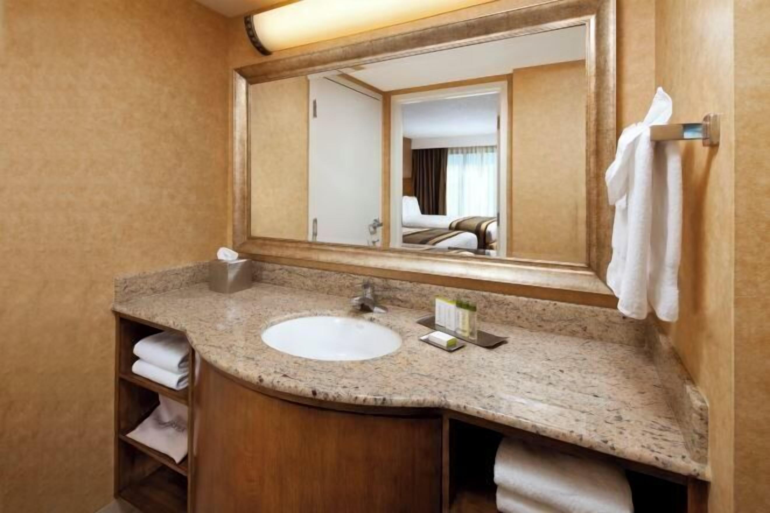 Combined shower/tub, free toiletries, hair dryer, towels