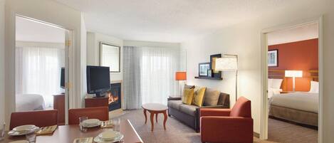 Premium bedding, desk, blackout curtains, iron/ironing board