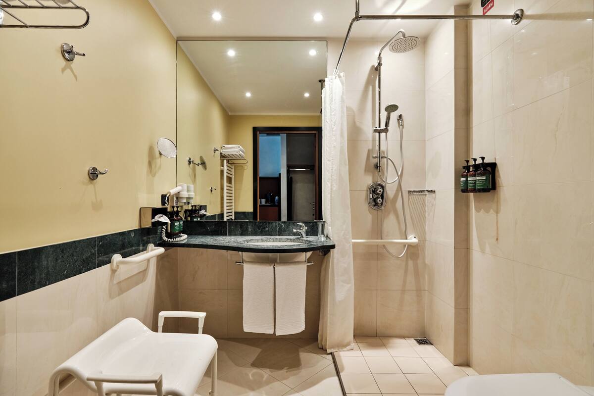 standard room, 1 queen bed, accessible | bathroom | hair dryer, bidet, towels, soap