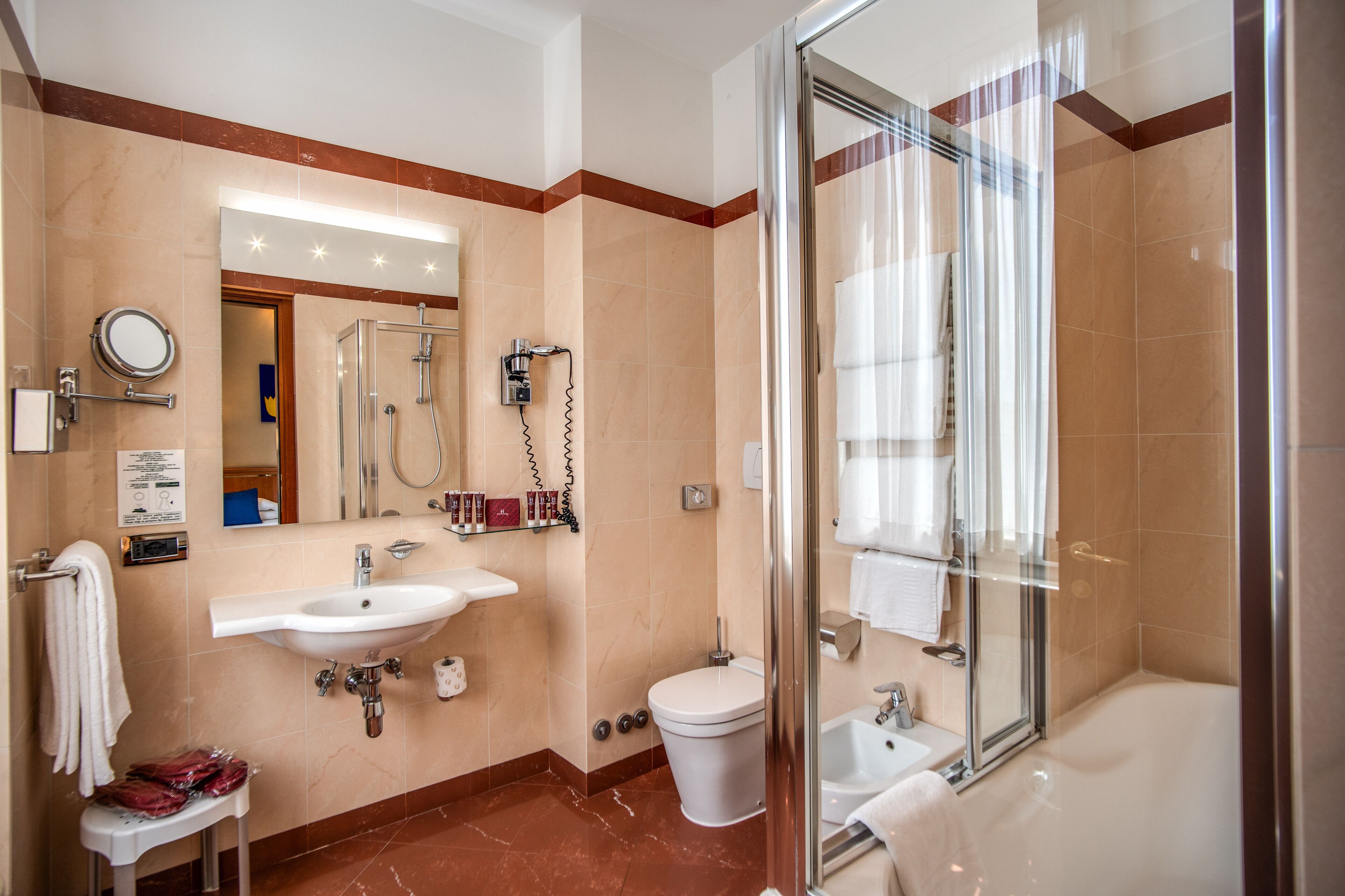 superior double or twin room | bathroom | eco-friendly toiletries, hair dryer, slippers, bidet