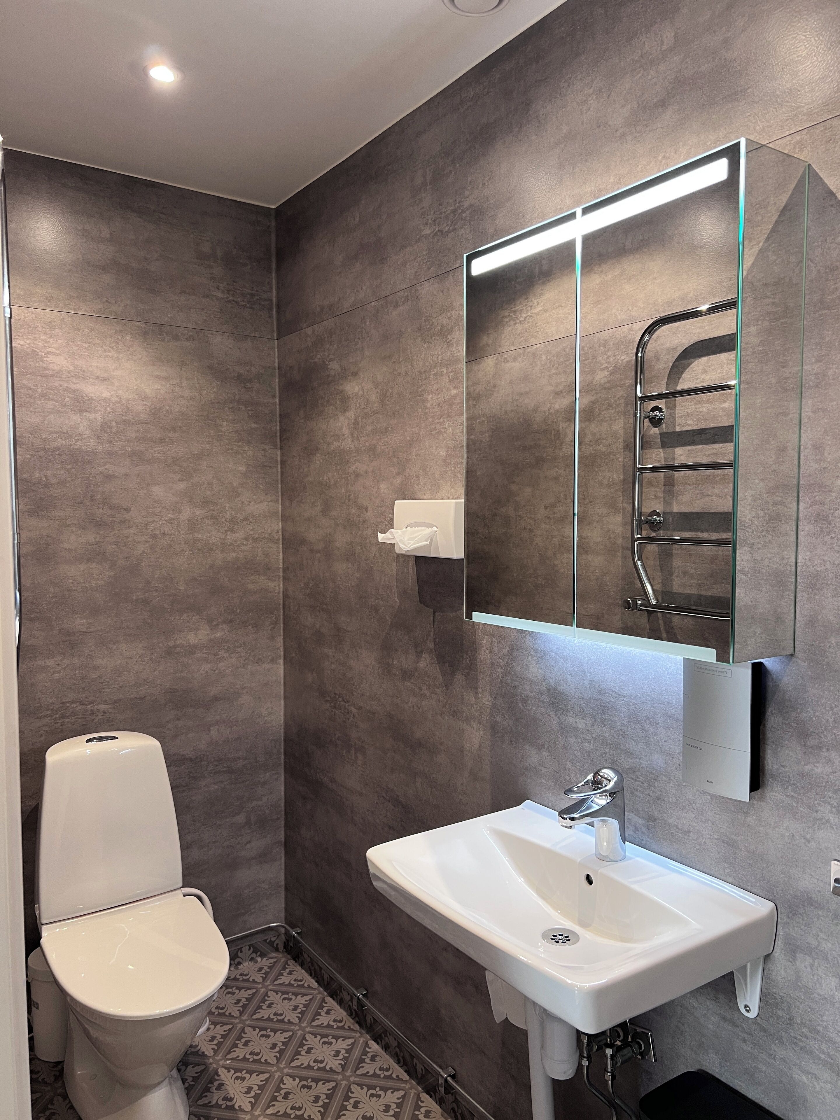 standard double room | bathroom | shower, hair dryer, towels