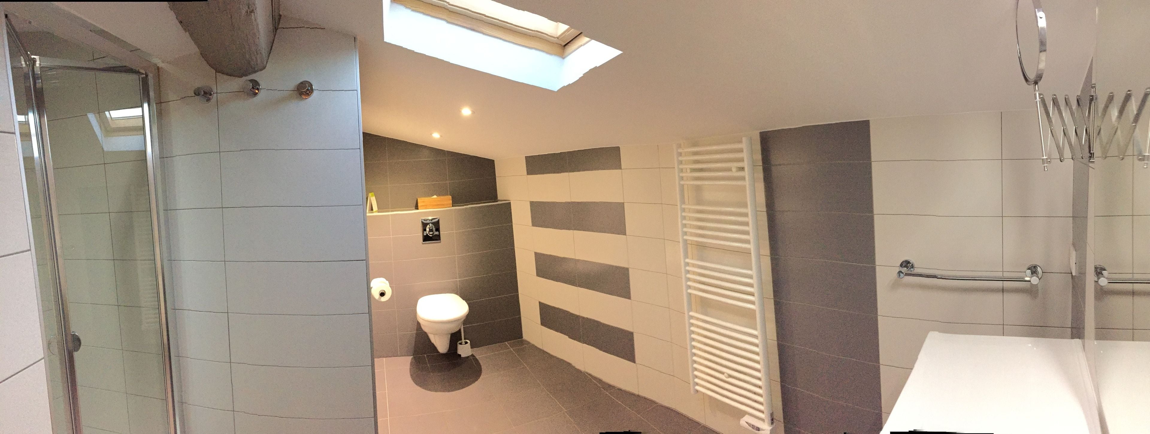 shower, rainfall showerhead, free toiletries, hair dryer