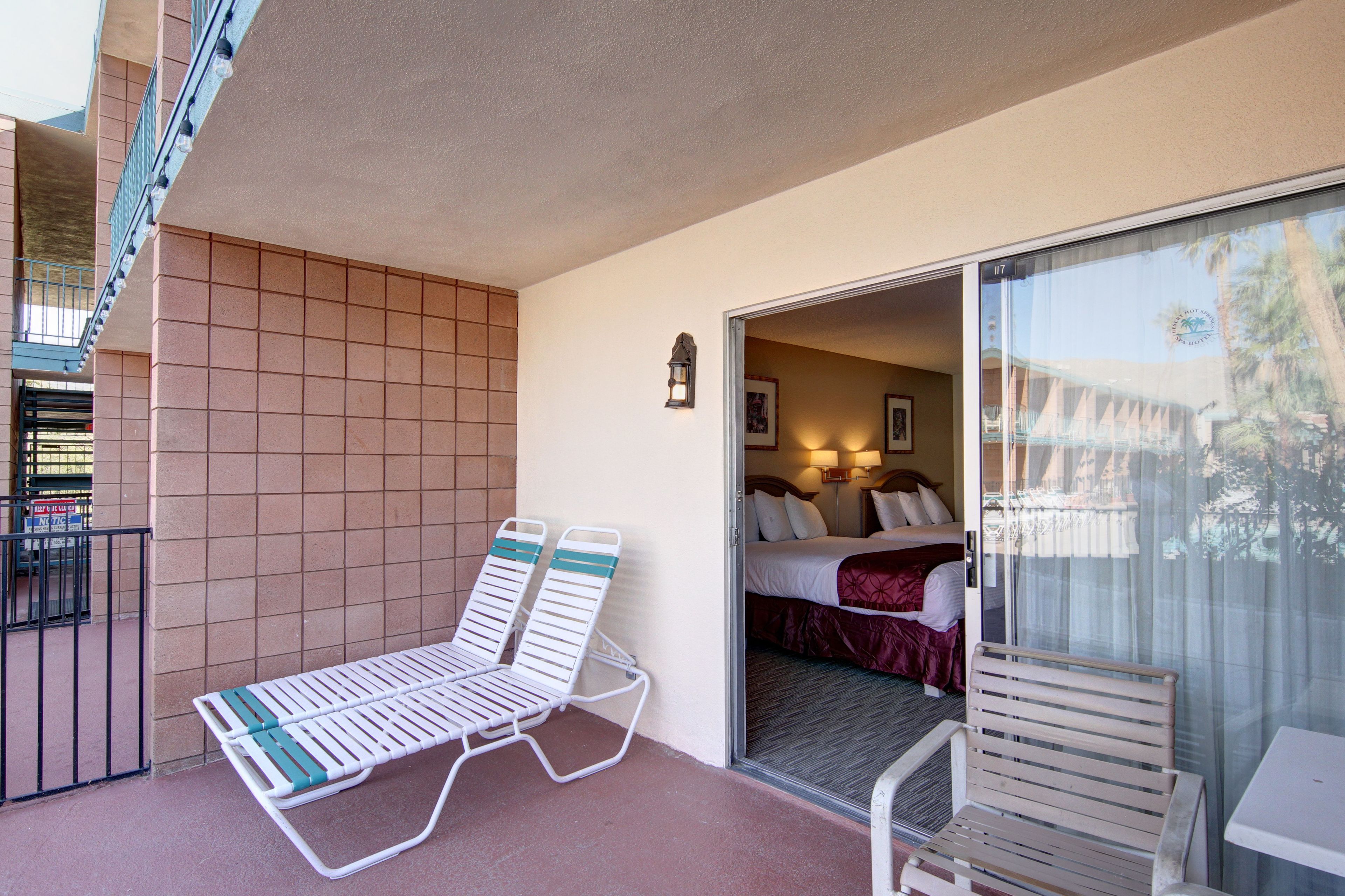Double Room, 2 Queen Beds, Refrigerator & Microwave, Poolside | Terrace/patio