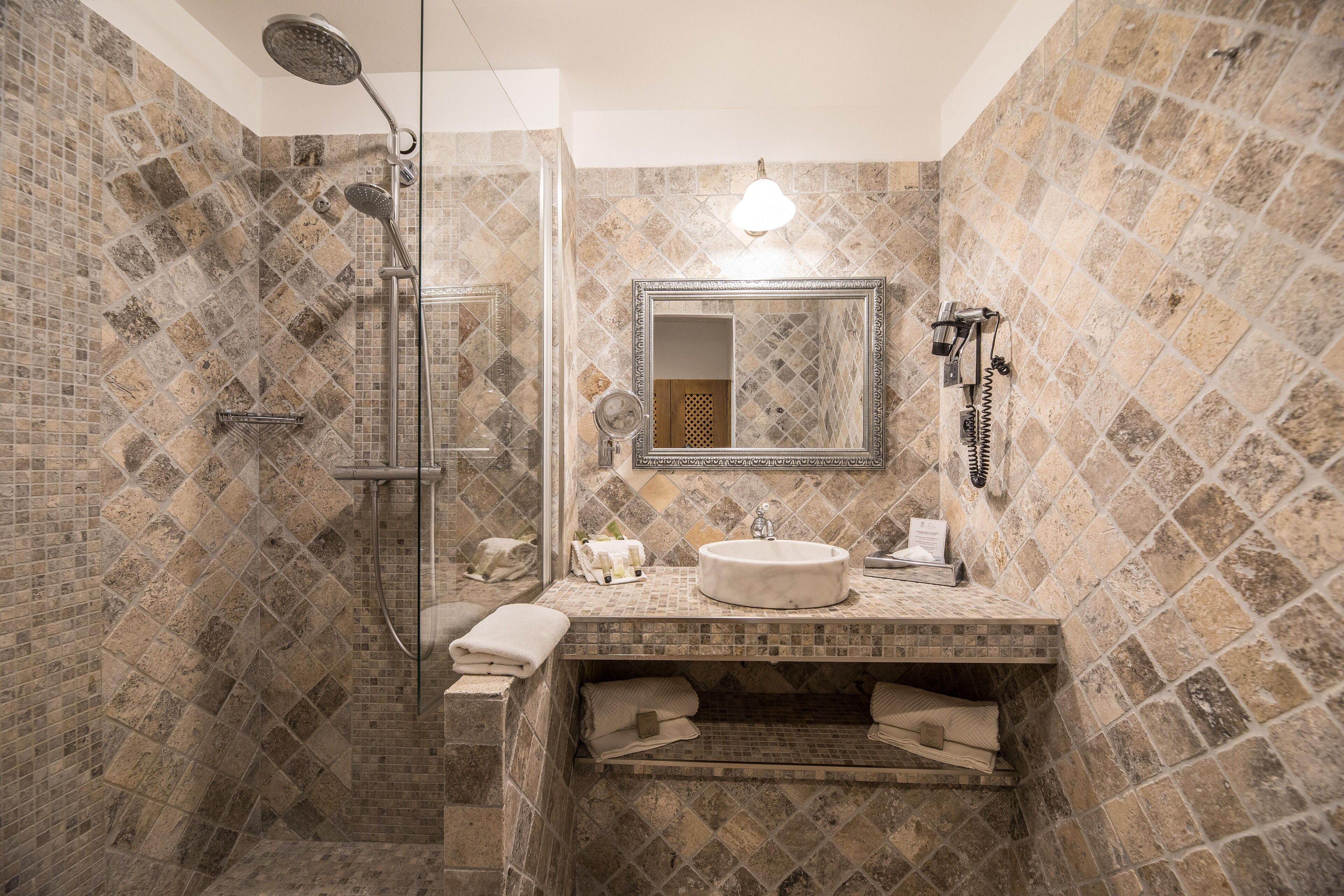 free toiletries, hair dryer, bathrobes, slippers