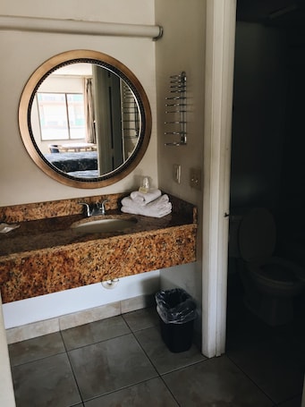 Combined shower/bathtub, free toiletries, hair dryer, towels. Ambassador Inn