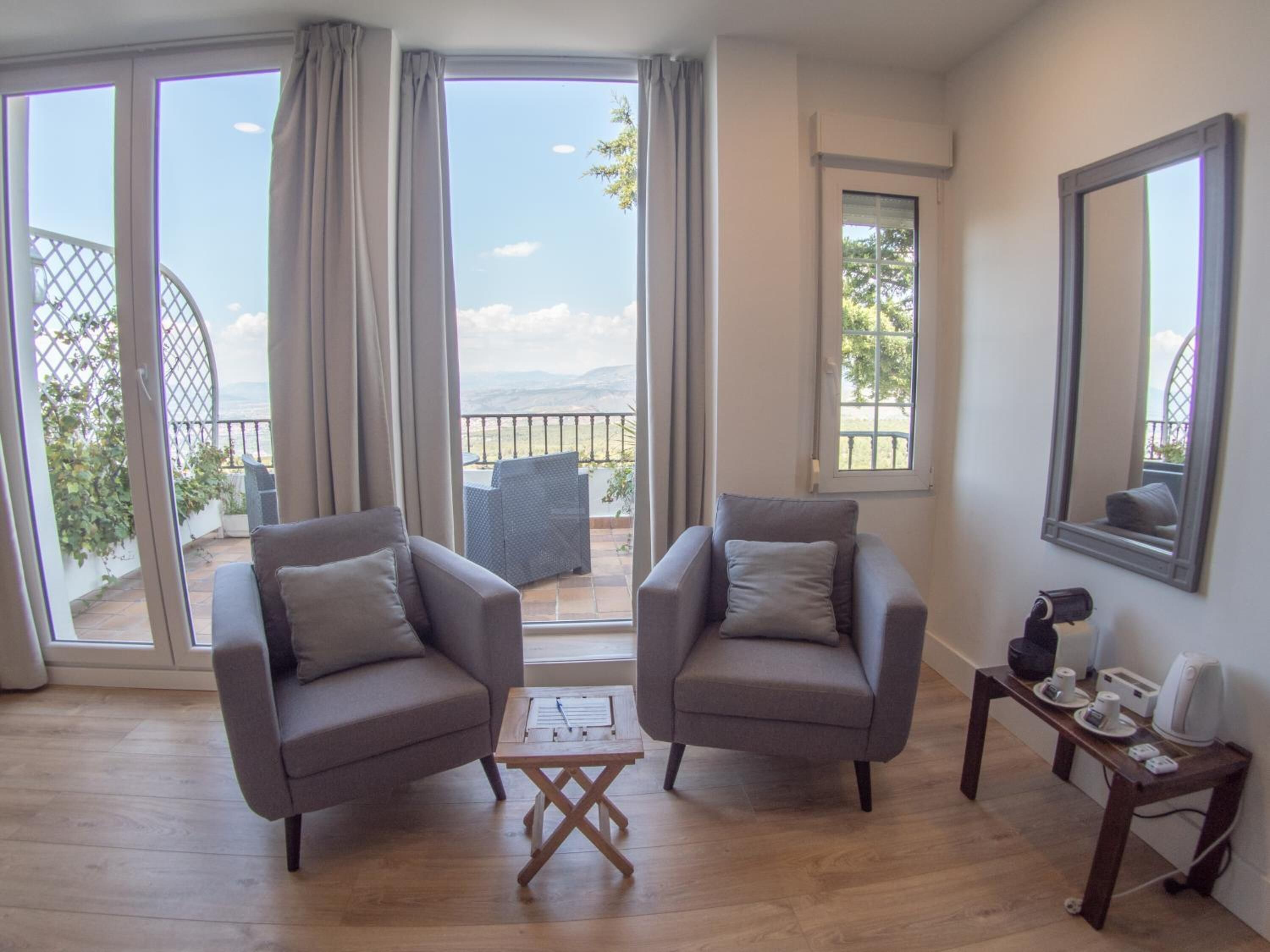 Premium Double Room, 1 King Bed, City View | Living room | TV