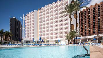 2 outdoor pools, open 9:00 AM to 7:00 PM, pool umbrellas, sun loungers