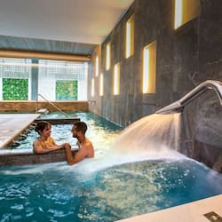 Salas de tratamiento para parejas, un sauna, una bañera de hidromasaje
