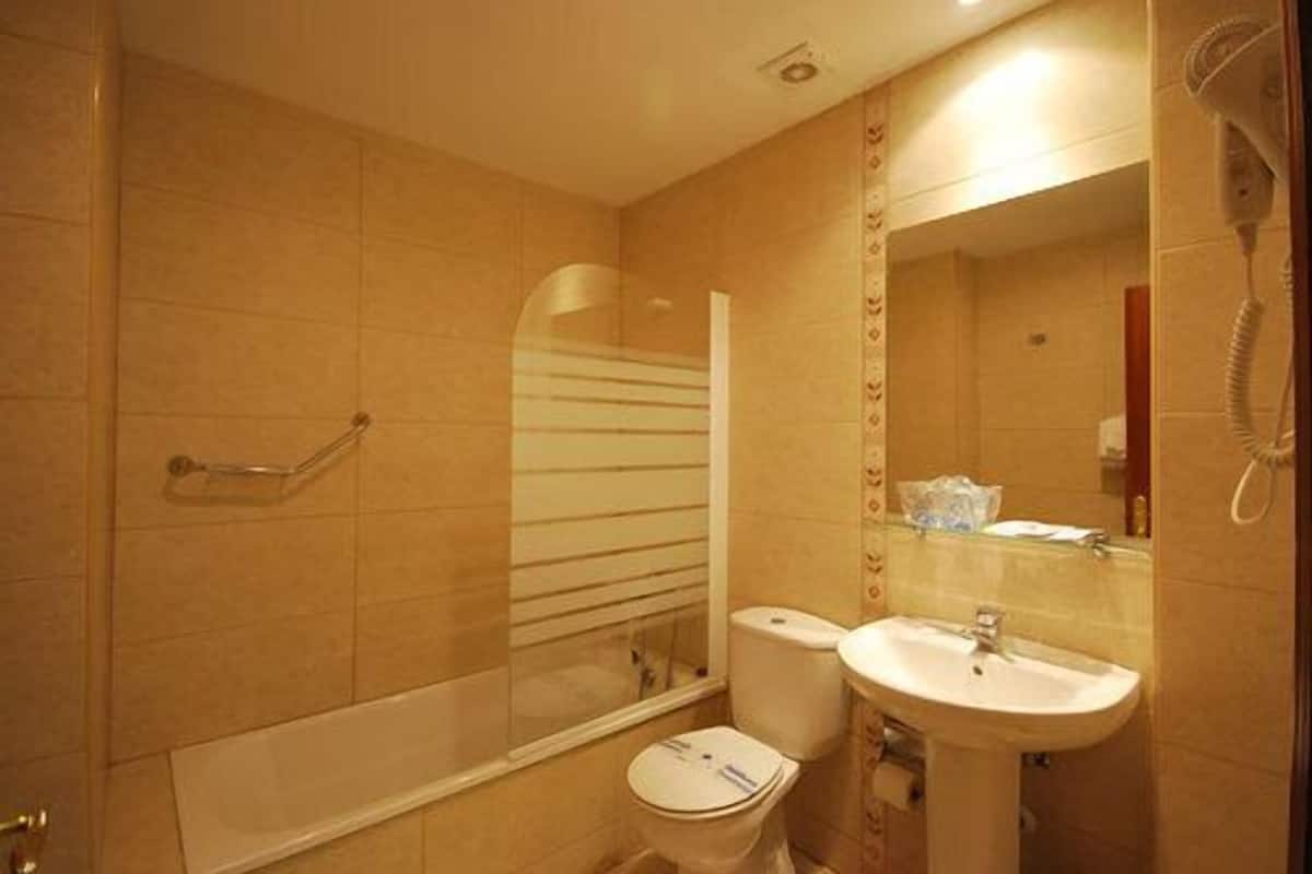 Bañera, secador de pelo, toallas