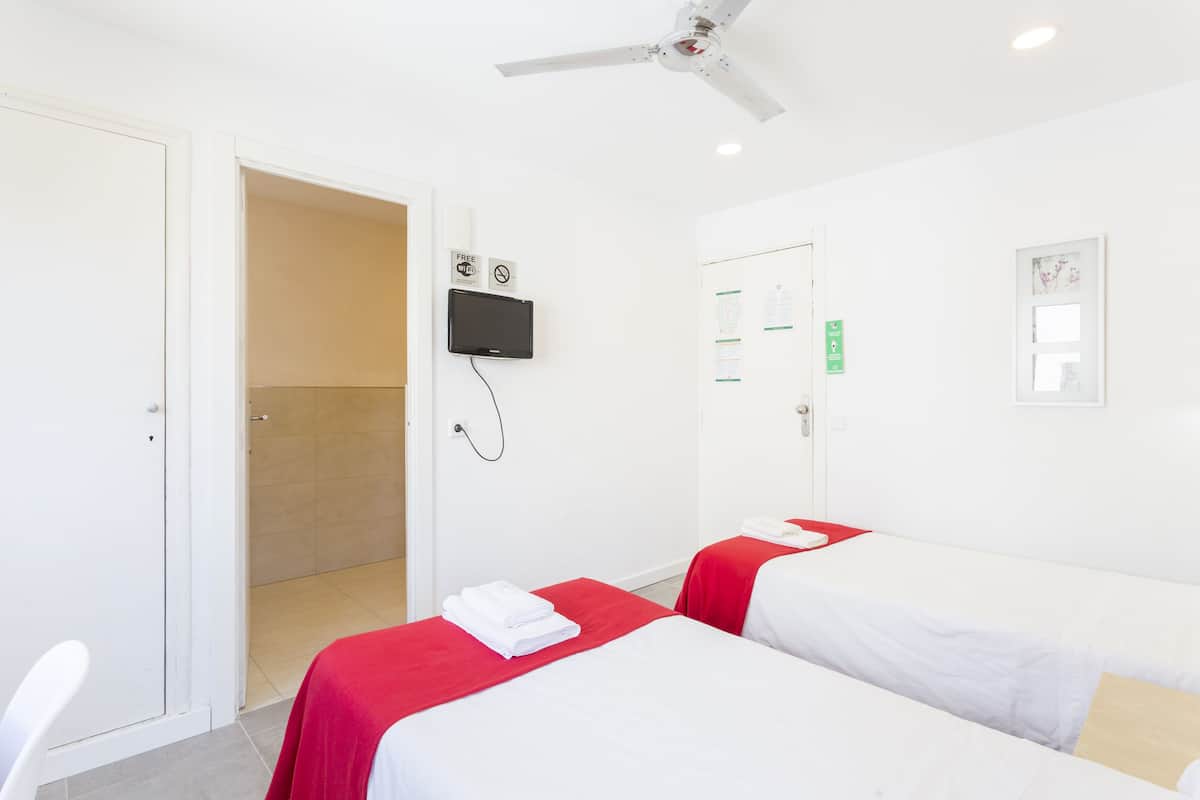 Camera Economy con letto matrimoniale o 2 letti singoli | Una scrivania, postazione laptop, tende oscuranti, ferro/asse da stiro