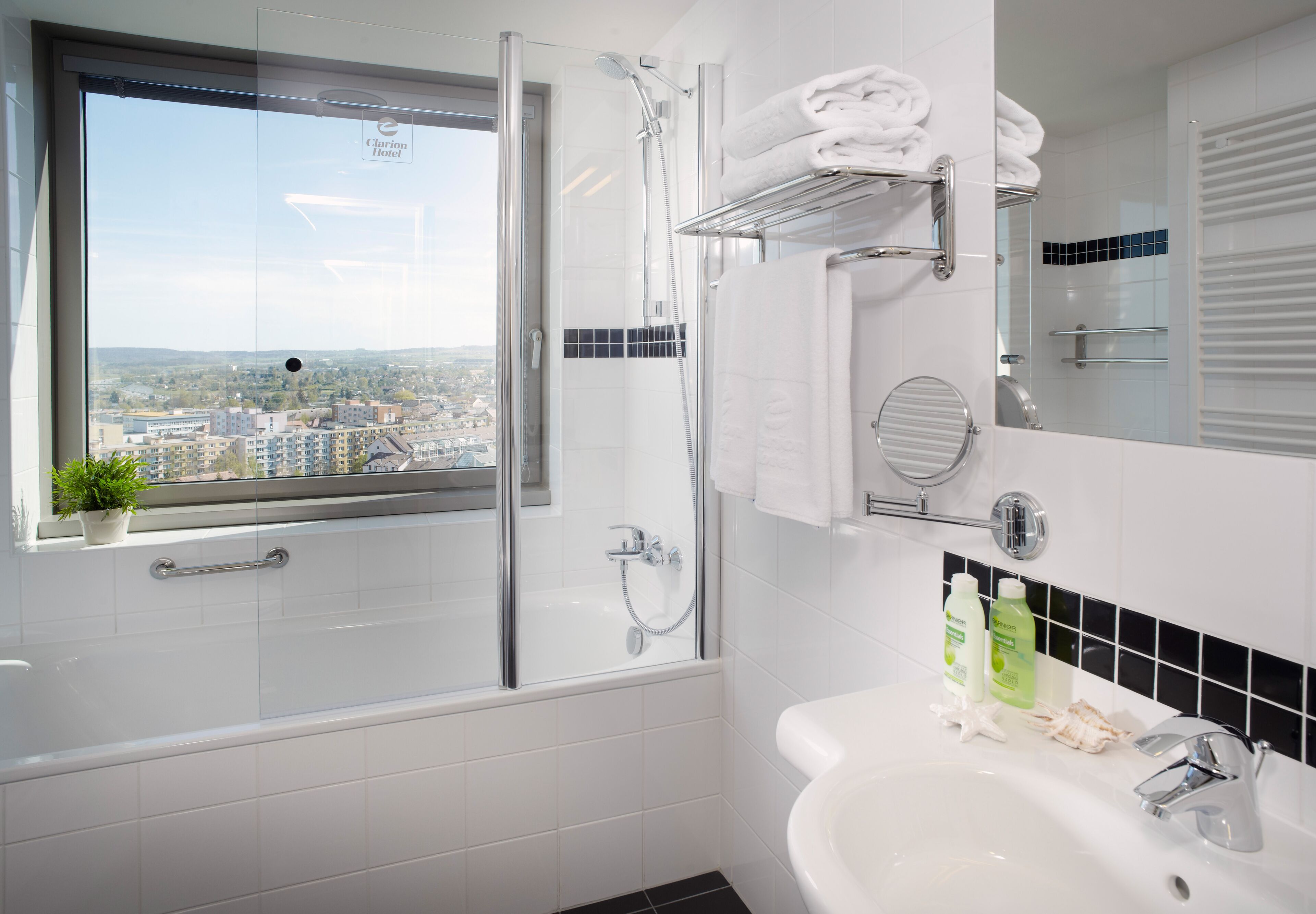 free toiletries, hair dryer, towels, soap