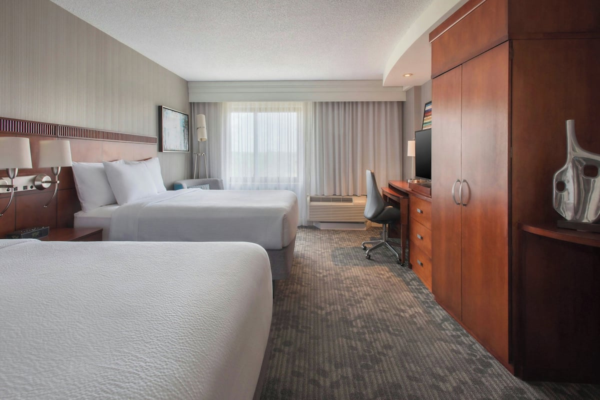 Room, 2 Queen Beds, Non Smoking | In-room safe, desk, laptop workspace, blackout drapes