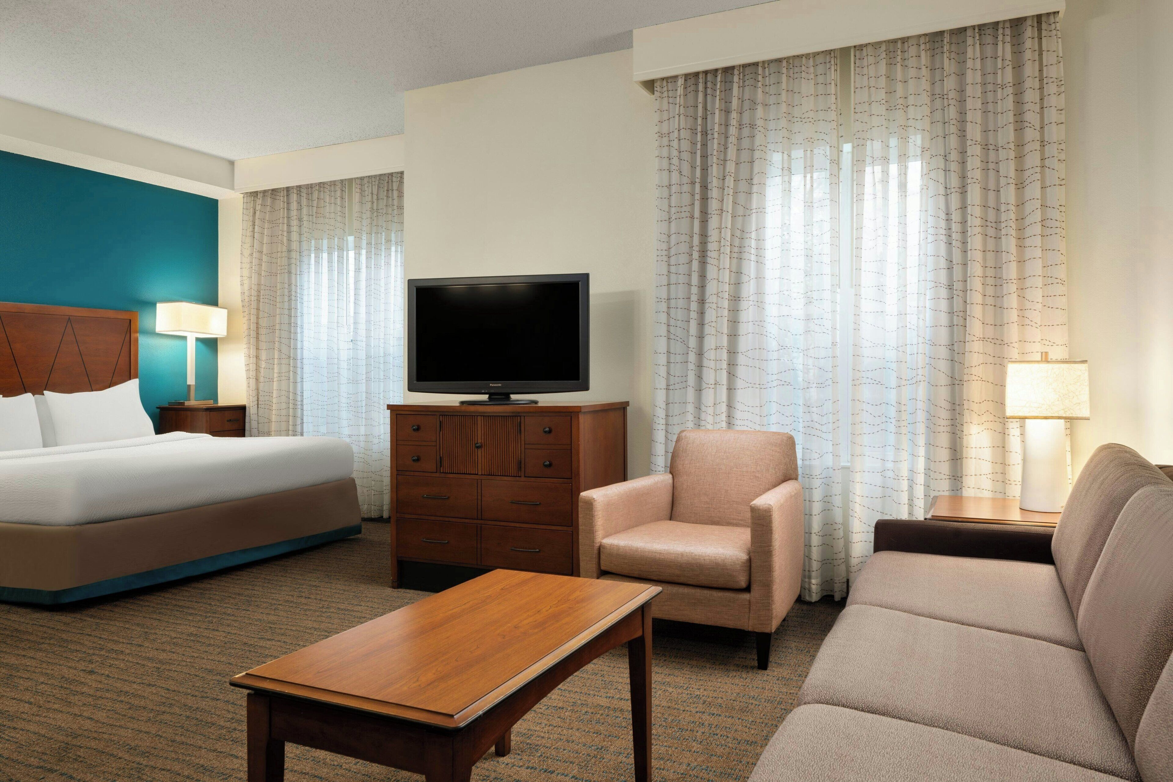 premium bedding, desk, laptop workspace, iron/ironing board