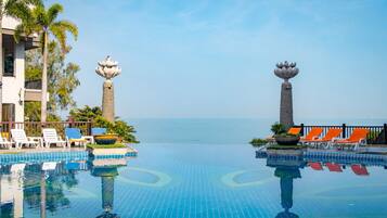 Outdoor pool, pool umbrellas