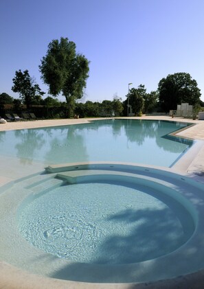 Piscina externa sazonal, guarda-sóis