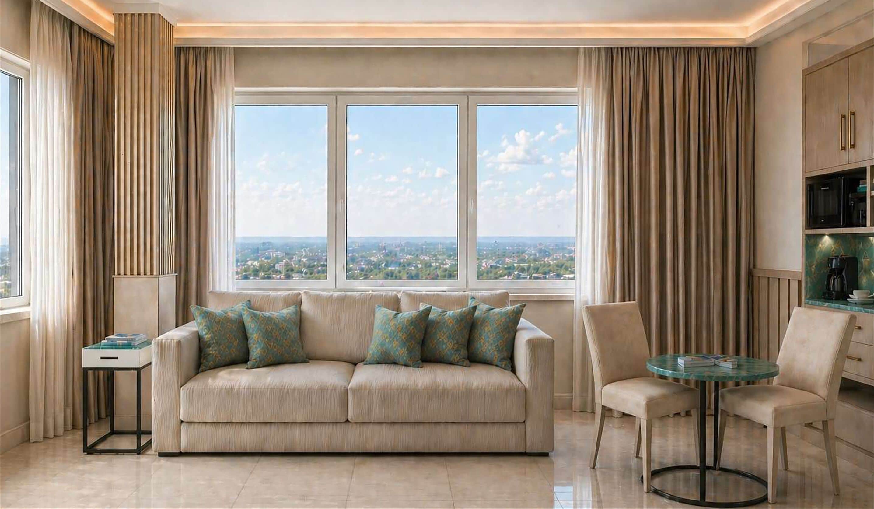 ห้องพาโนรามิกทริปเปิล | บริเวณนั่งเล่น | ทีวีจอแบน 32 นิ้ว พร้อมช่องดาวเทียม, ทีวี