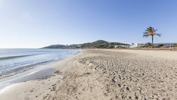 On the beach, beach towels