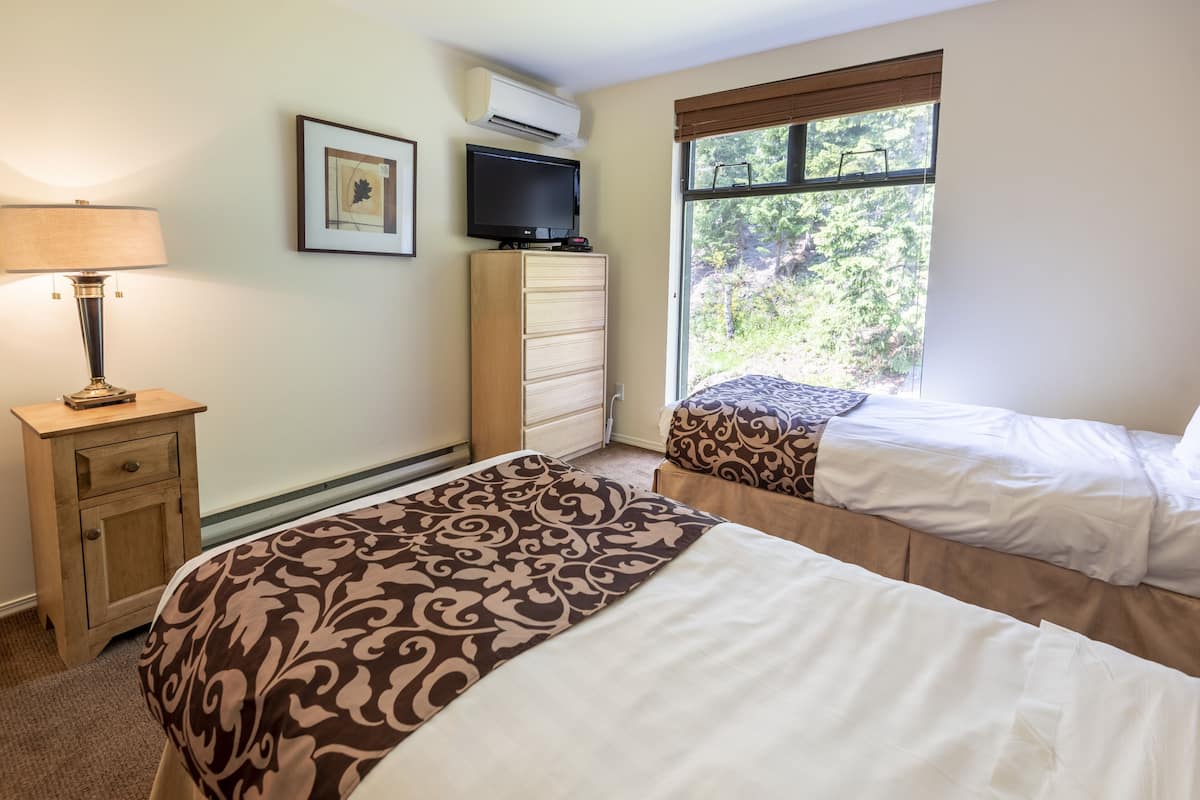 1 bedroom, desk, laptop workspace, iron/ironing board