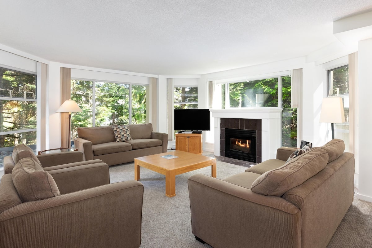 Condo, 2 Bedrooms (Unit 219) | Living area | 52-inch Smart TV with cable channels, fireplace