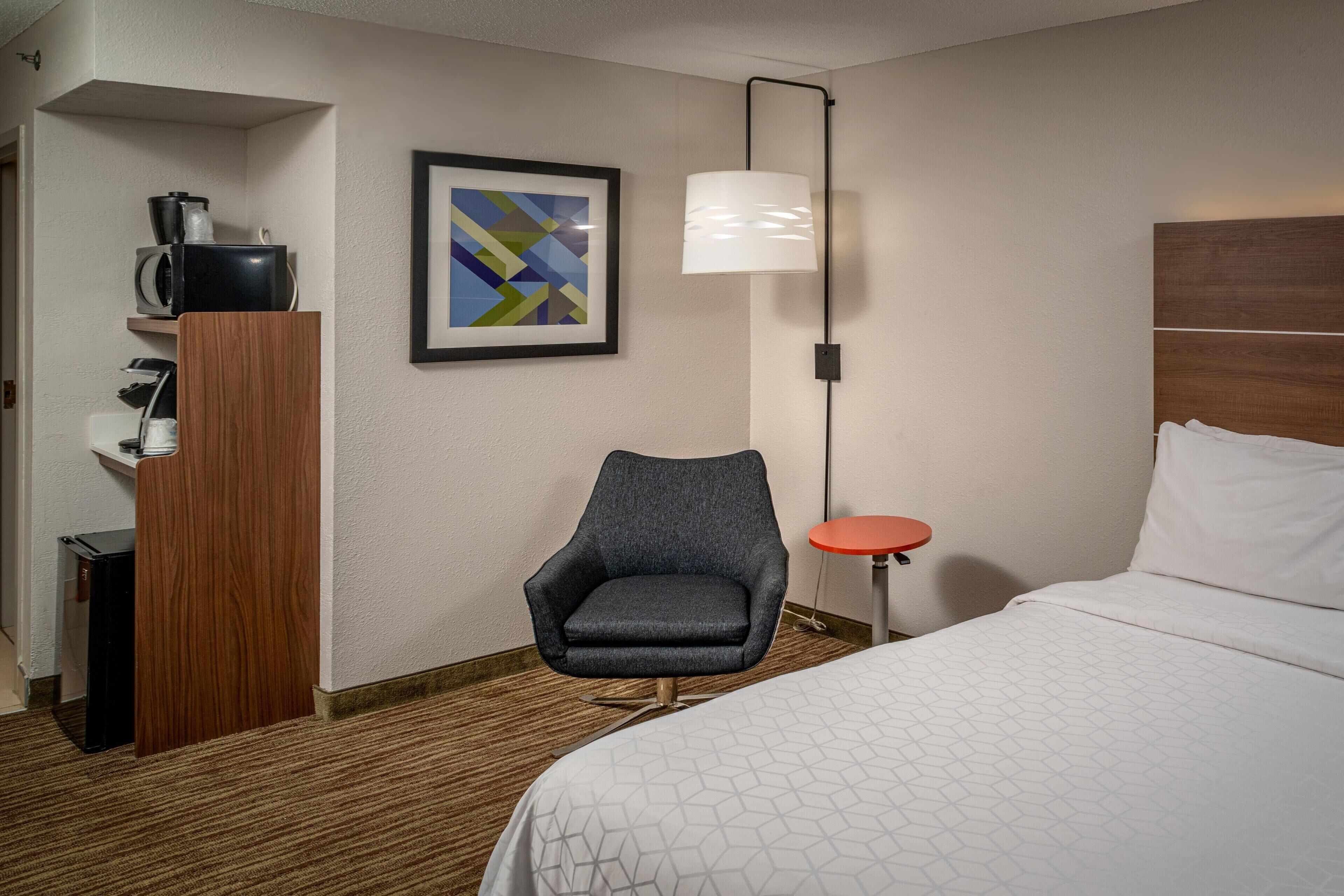 Desk, blackout drapes, iron/ironing board, WiFi (free)