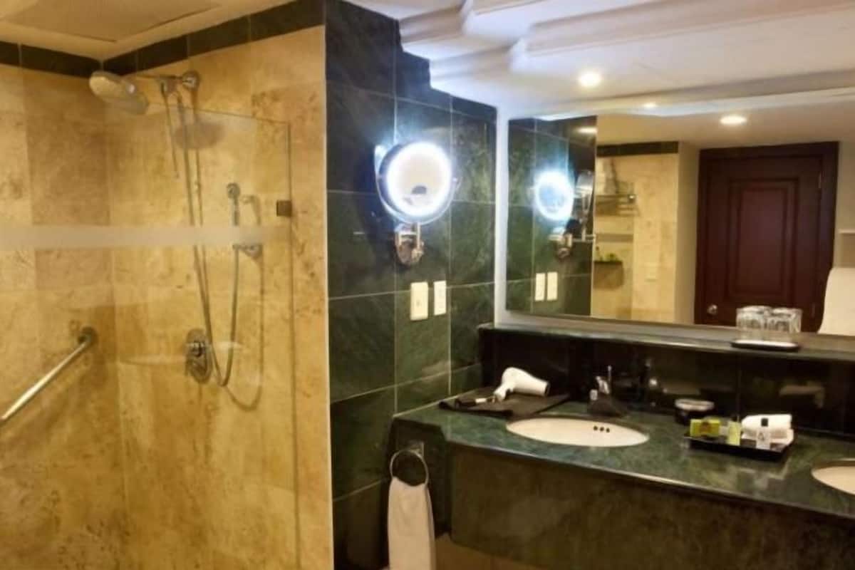 Bathroom | Shower, free toiletries, hair dryer, towels