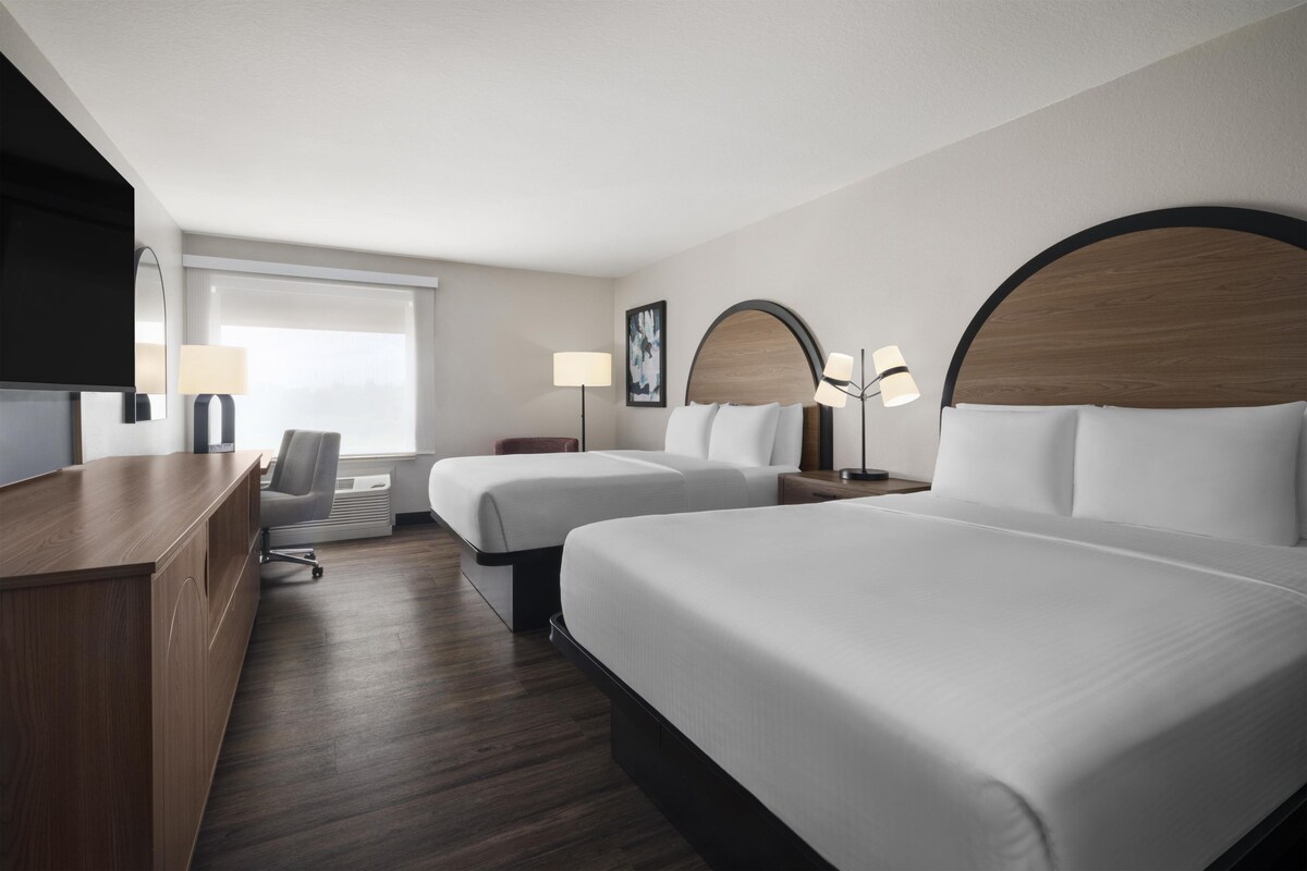 Standard Room, 2 Queen Beds, Non Smoking, Microwave | Desk, laptop workspace, blackout drapes, iron/ironing board