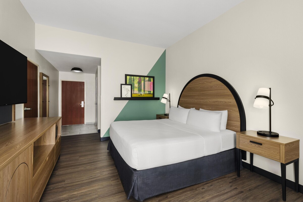 Standard Room, 1 King Bed, Accessible, Refrigerator & Microwave | Desk, laptop workspace, blackout drapes, iron/ironing board