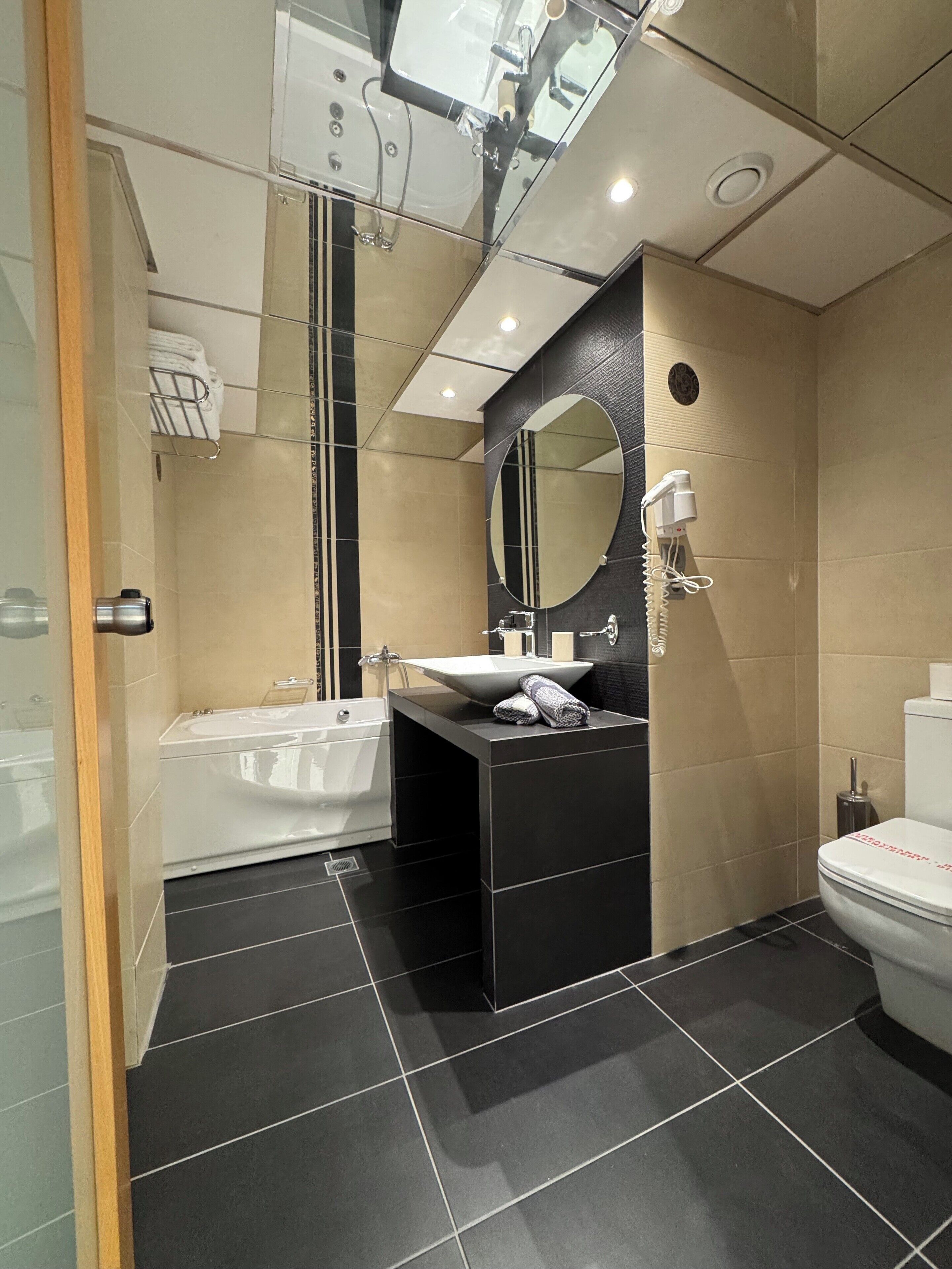 suite, sea view | bathroom | shower, free toiletries, hair dryer, towels