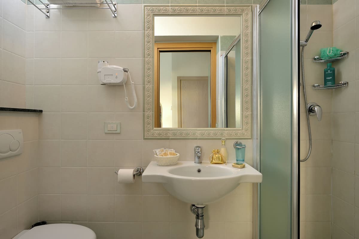 comfort double room, 1 double or 2 single beds | bathroom | shower, free toiletries, hair dryer, bidet