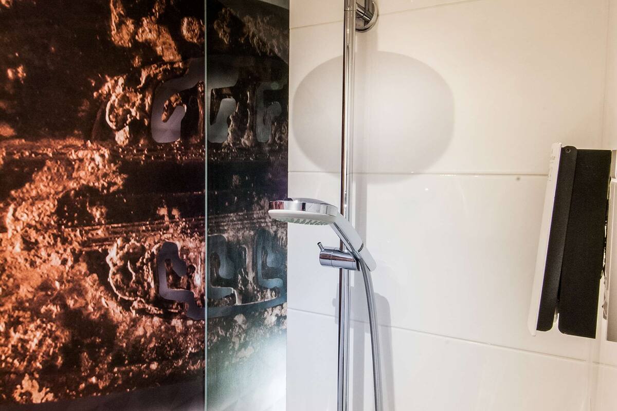 comfort room, 2 single beds | bathroom | eco-friendly toiletries, hair dryer, towels, soap