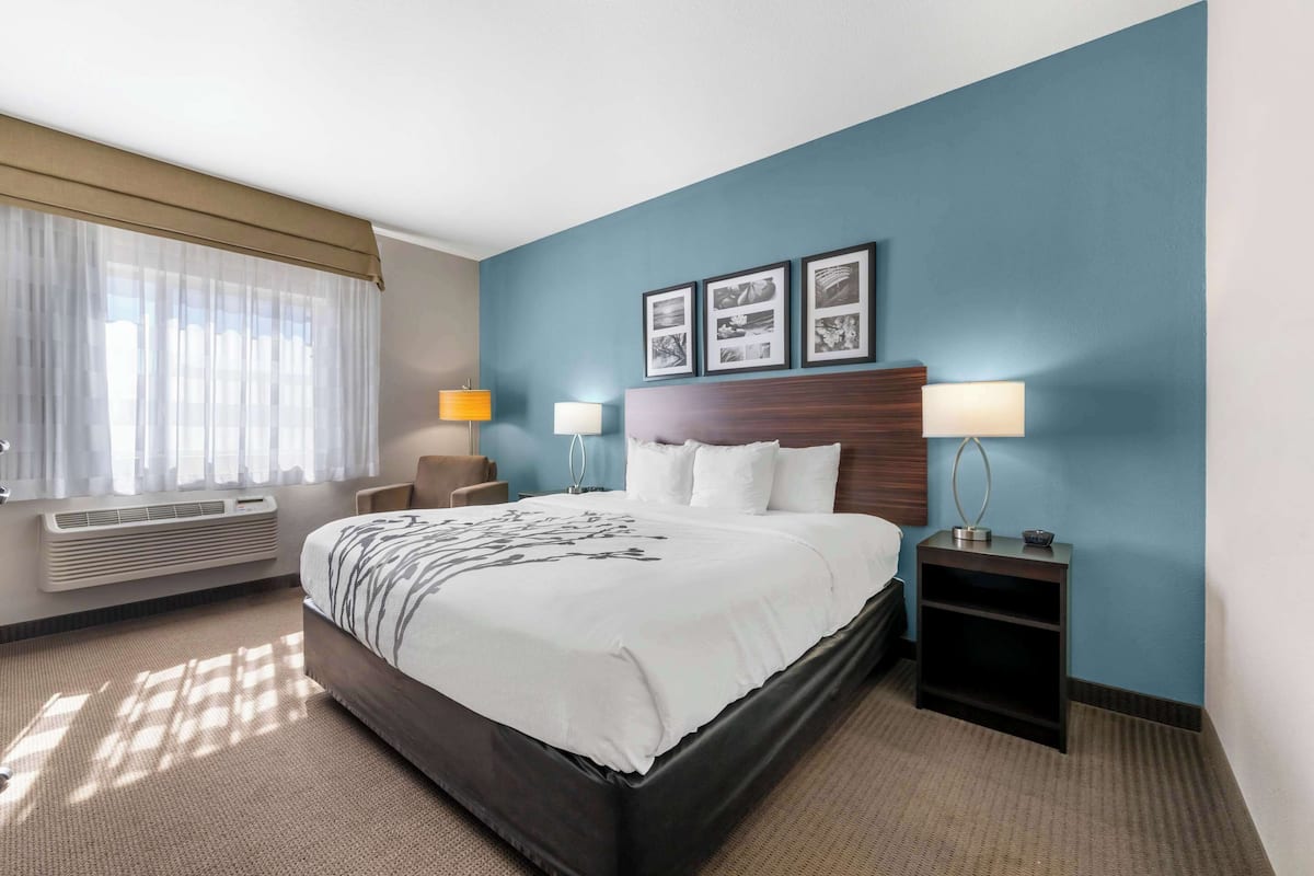 Premium bedding, desk, blackout curtains, iron/ironing board