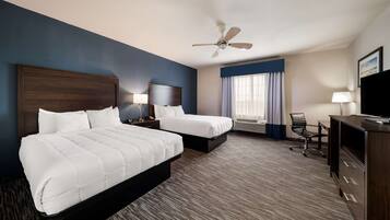 In-room safe, desk, laptop workspace, blackout drapes