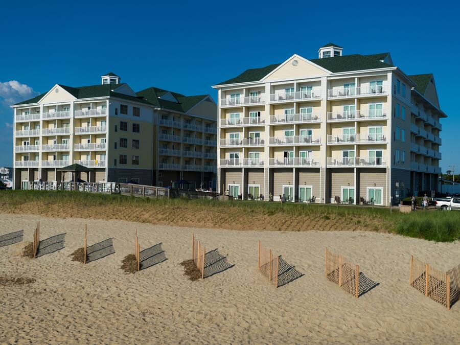 On the beach, sun loungers, beach umbrellas, fishing