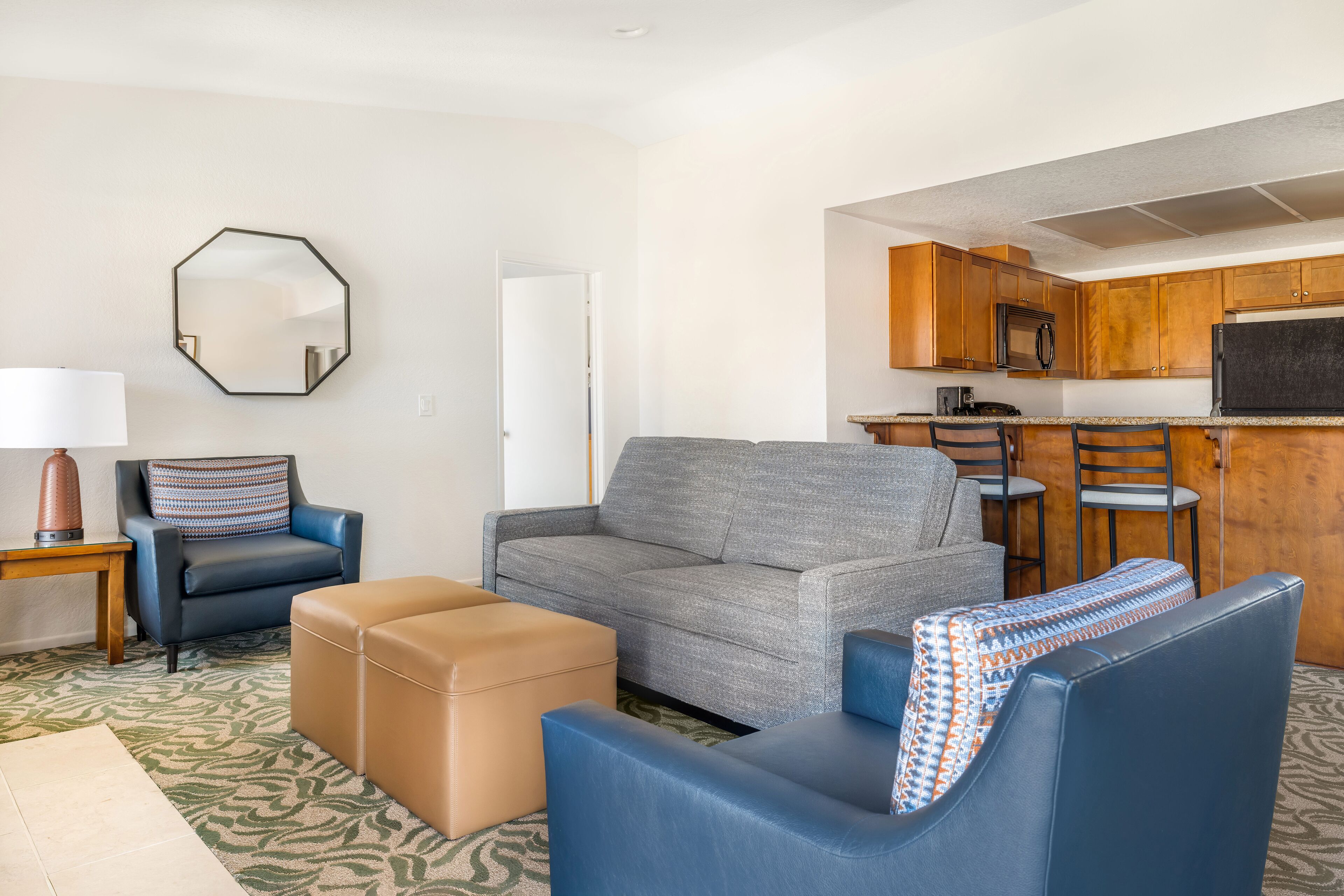 Room, 2 Bedrooms, Kitchen | Living area | 55-inch TV with cable channels, fireplace, DVD player