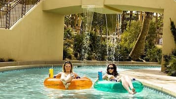 Outdoor pool, sun loungers, lifeguards on site