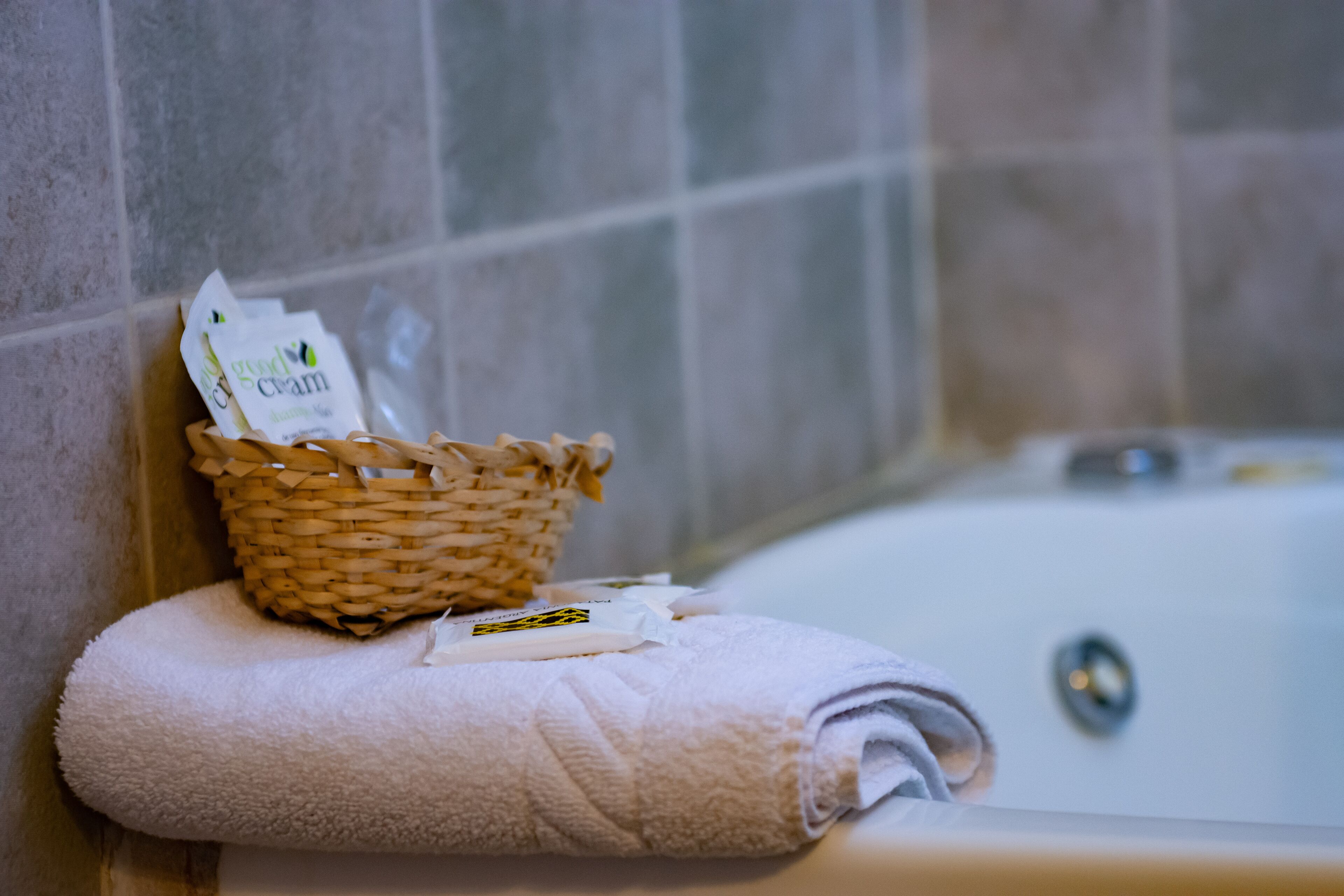 hair dryer, bidet, towels