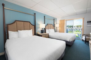 Desk, blackout drapes, iron/ironing board, travel crib