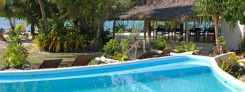 Outdoor pool, sun loungers