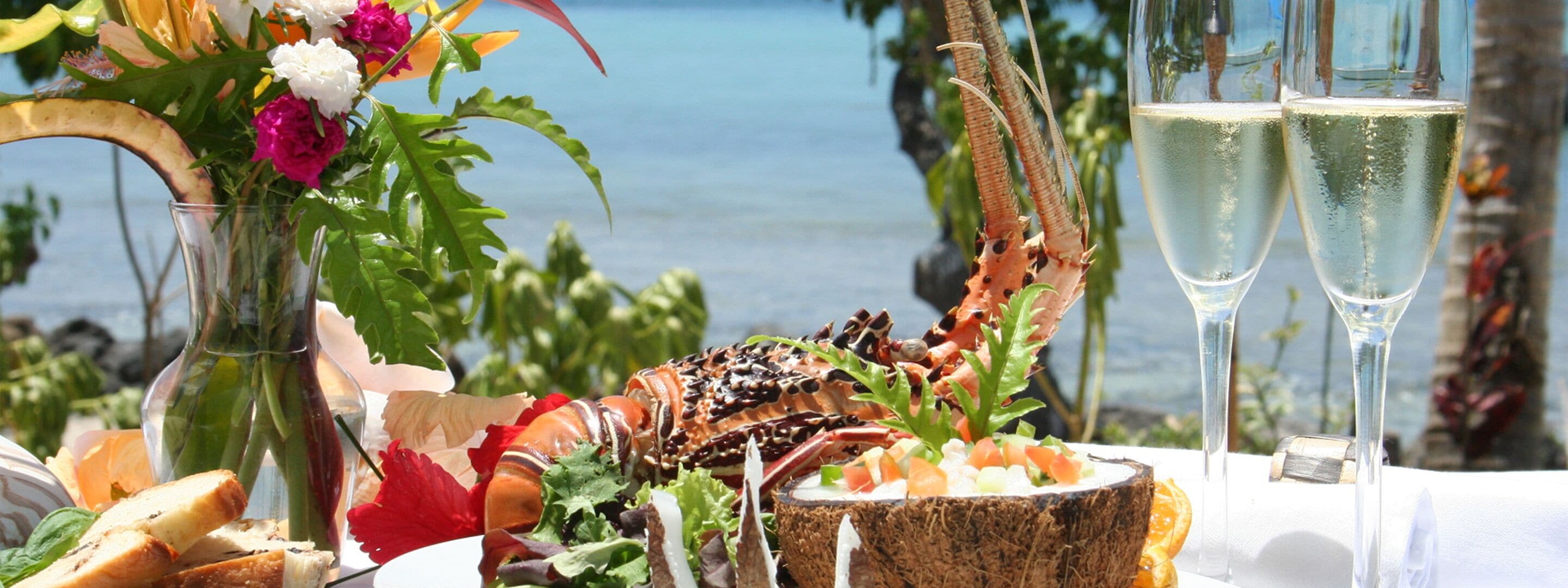 Breakfast, lunch, dinner served; Fusion cuisine, beach views 