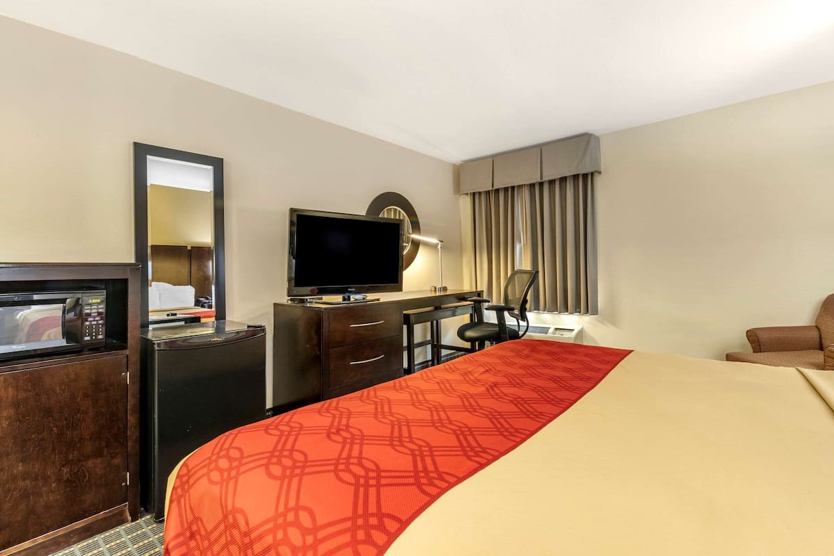 Standard Room, 1 King Bed, Non Smoking | In-room safe, desk, laptop workspace, blackout drapes