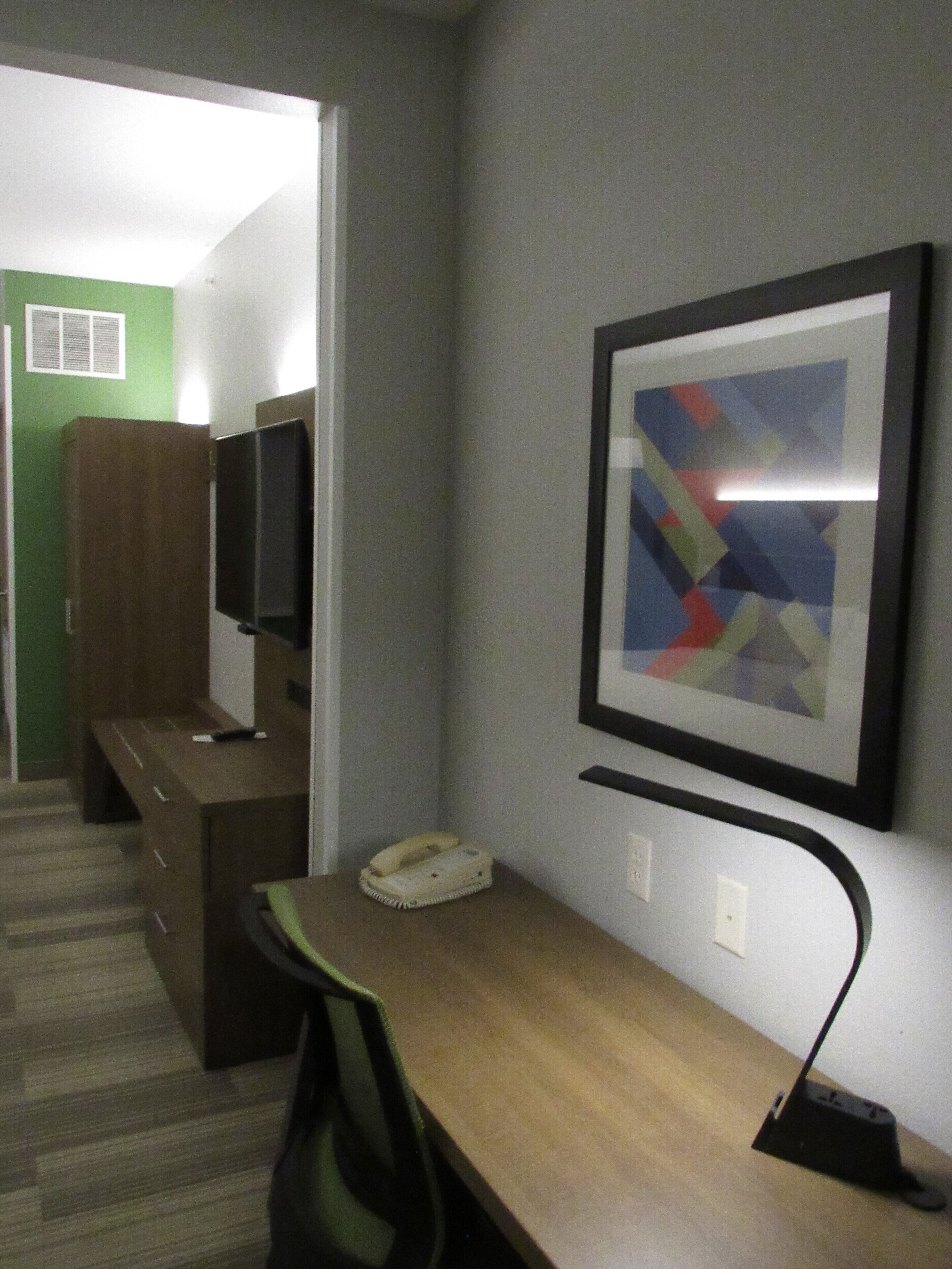 in-room safe, desk, laptop workspace, iron/ironing board